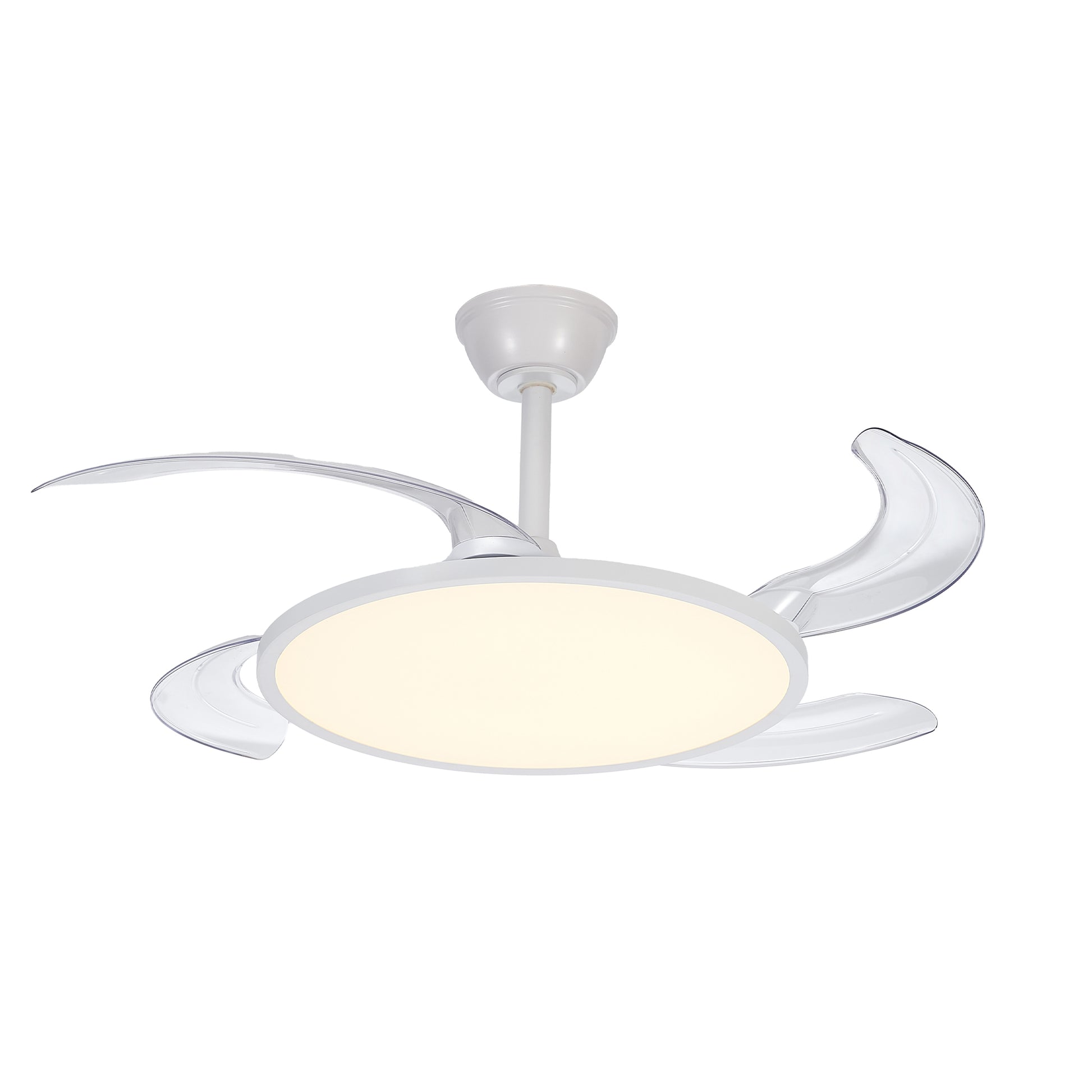 42" White Retractable Flush Mount Ceiling Fan with Remote - view 9