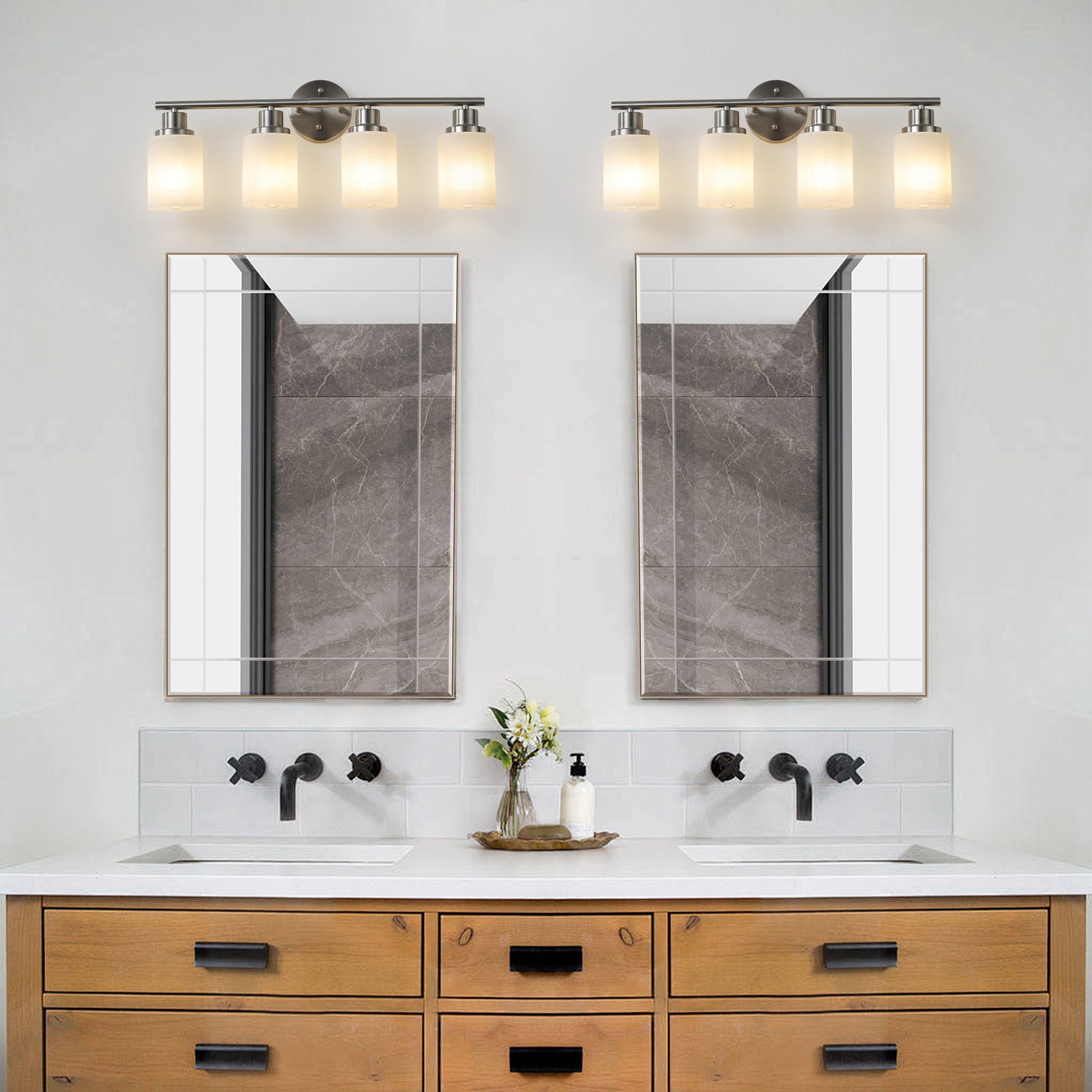 24" 4-Light Brushed Nickel Vanity Light with Frosted Glass - view 2