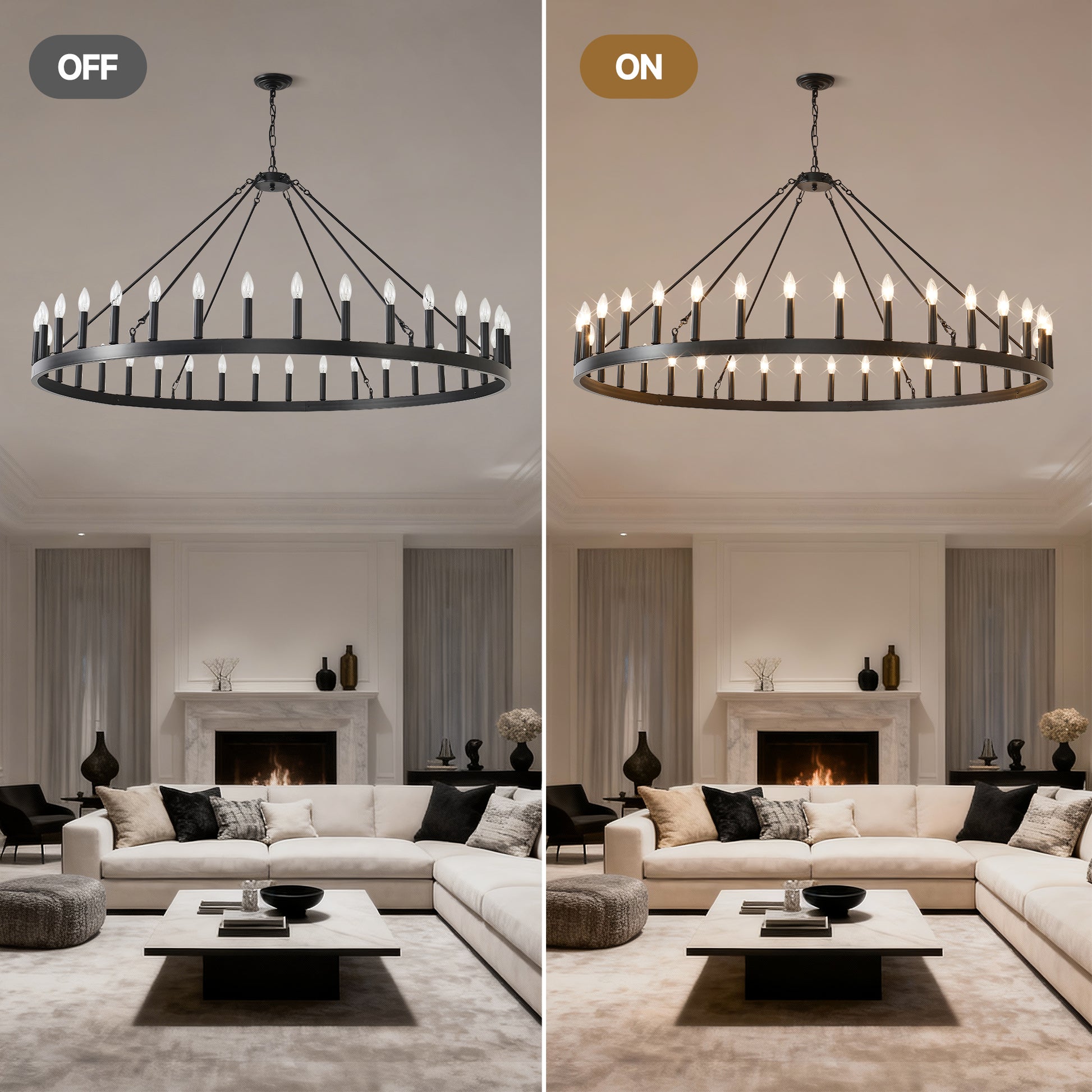 59" Wagon Wheel Farmhouse Chandelier, 36-Light - view 10