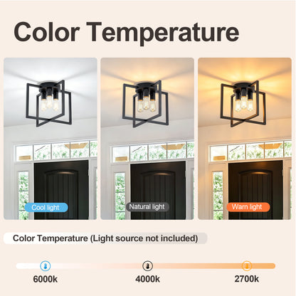 3-Light Black Geometric Farmhouse Semi-Flush Chandelier - view 8