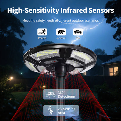 Black Solar UFO LED Street Light with Pole - view 9