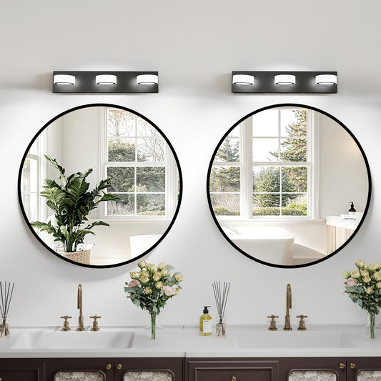 21" Black Round Acrylic LED Vanity Wall Light