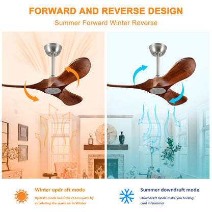 36" Satin Nickel Walnut Wood Ceiling Fan with Remote - view 12