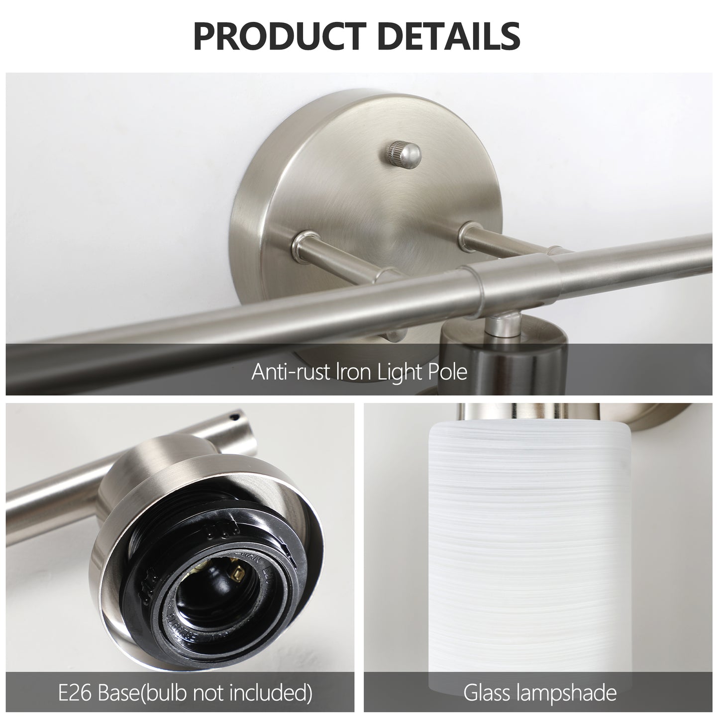 24" 4-Light Brushed Nickel Vanity Light with Frosted Glass - view 7