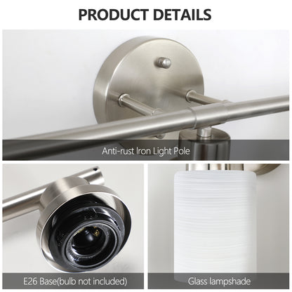 24" 4-Light Brushed Nickel Vanity Light with Frosted Glass - view 7