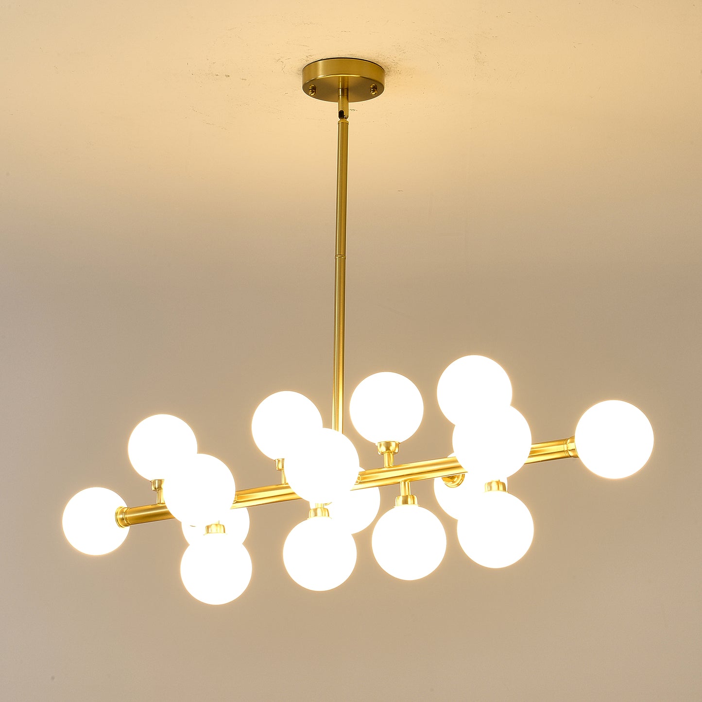 16-Light Gold Farmhouse Pendant Light with Opal Glass - view 11