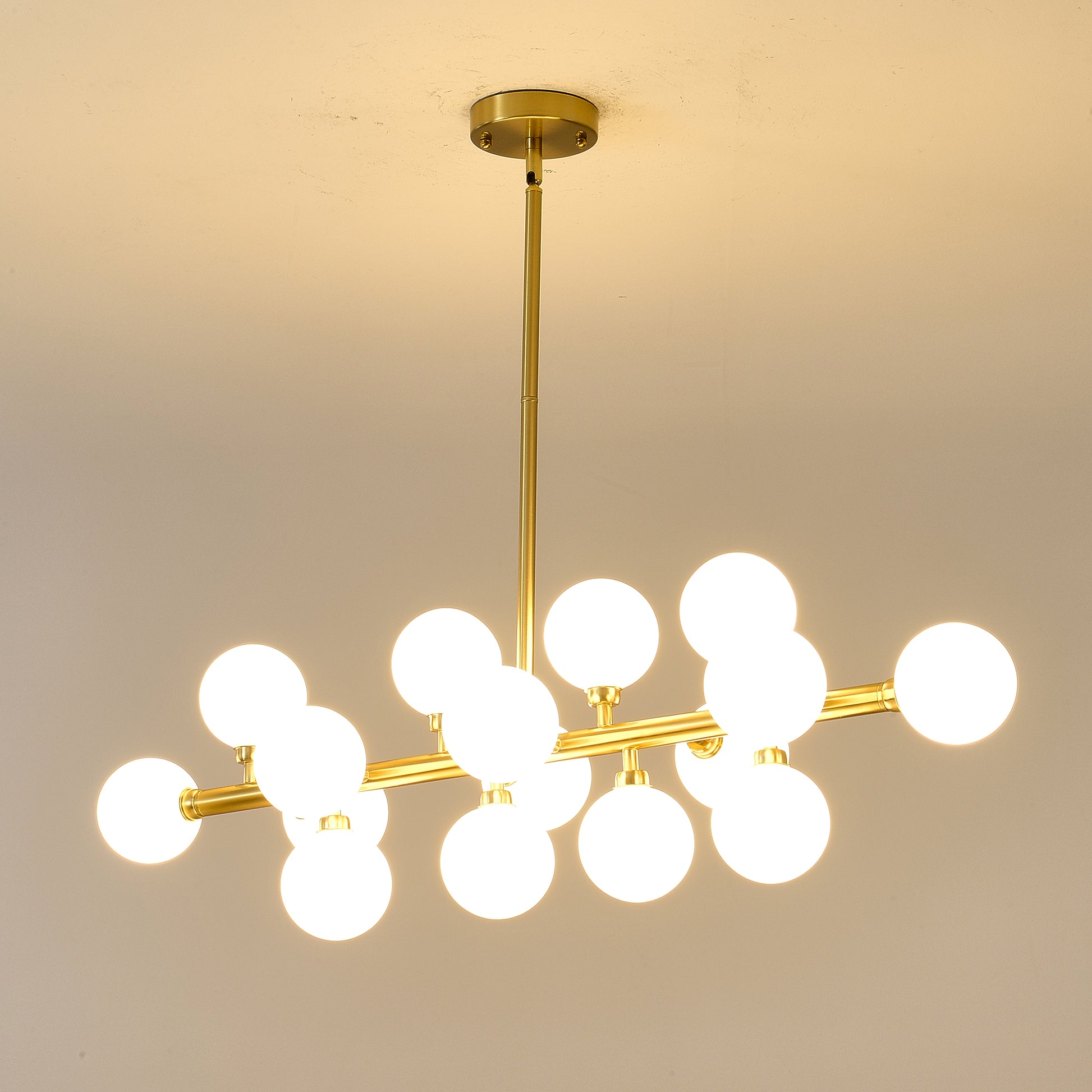 16-Light Gold Farmhouse Pendant Light with Opal Glass - view 11