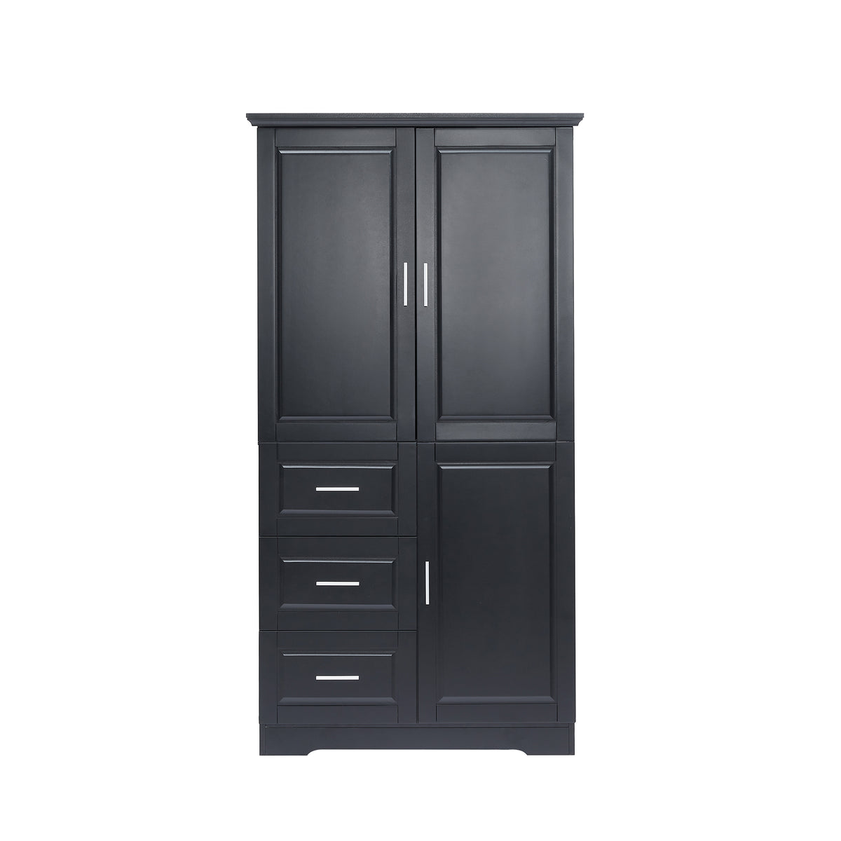62" Black Wide Storage Cabinet with 3 Doors and 3 Drawers