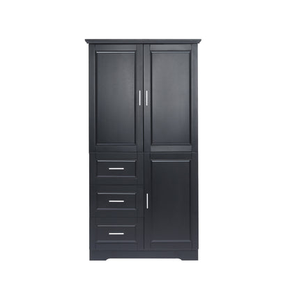 62" Black Wide Storage Cabinet with 3 Doors and 3 Drawers