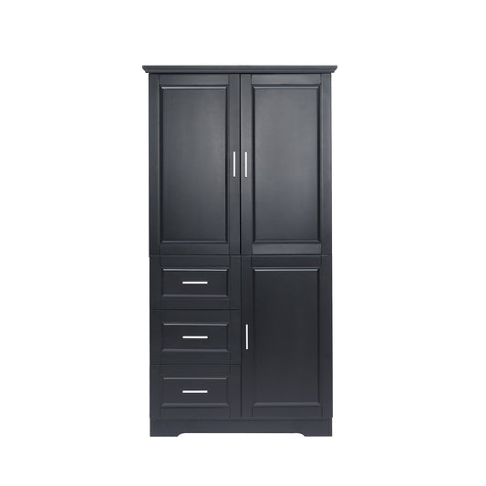 62" Black Wide Storage Cabinet with 3 Doors and 3 Drawers