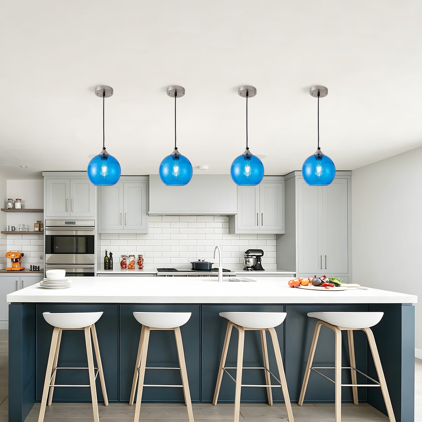 7.9" Light Blue Glass Globe Pendant Light - view 3