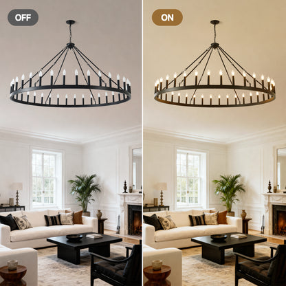 63.8" 36-Light Wagon Wheel Farmhouse Chandelier - view 9