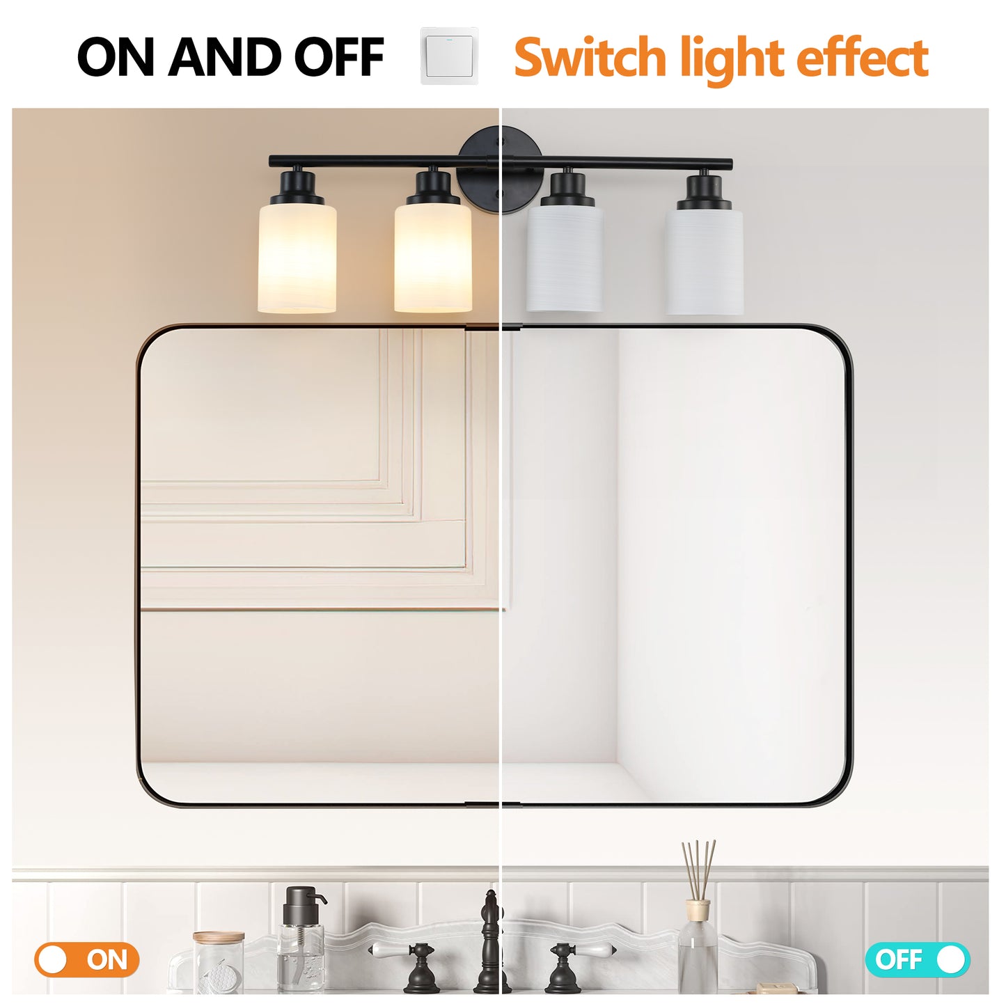 24" 4-Light Black Vanity Light with Frosted Glass - view 5