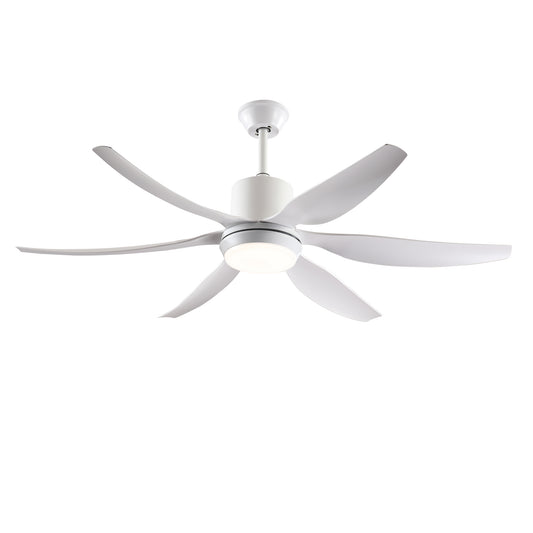 56" White 6-Blade Ceiling Fan with Remote