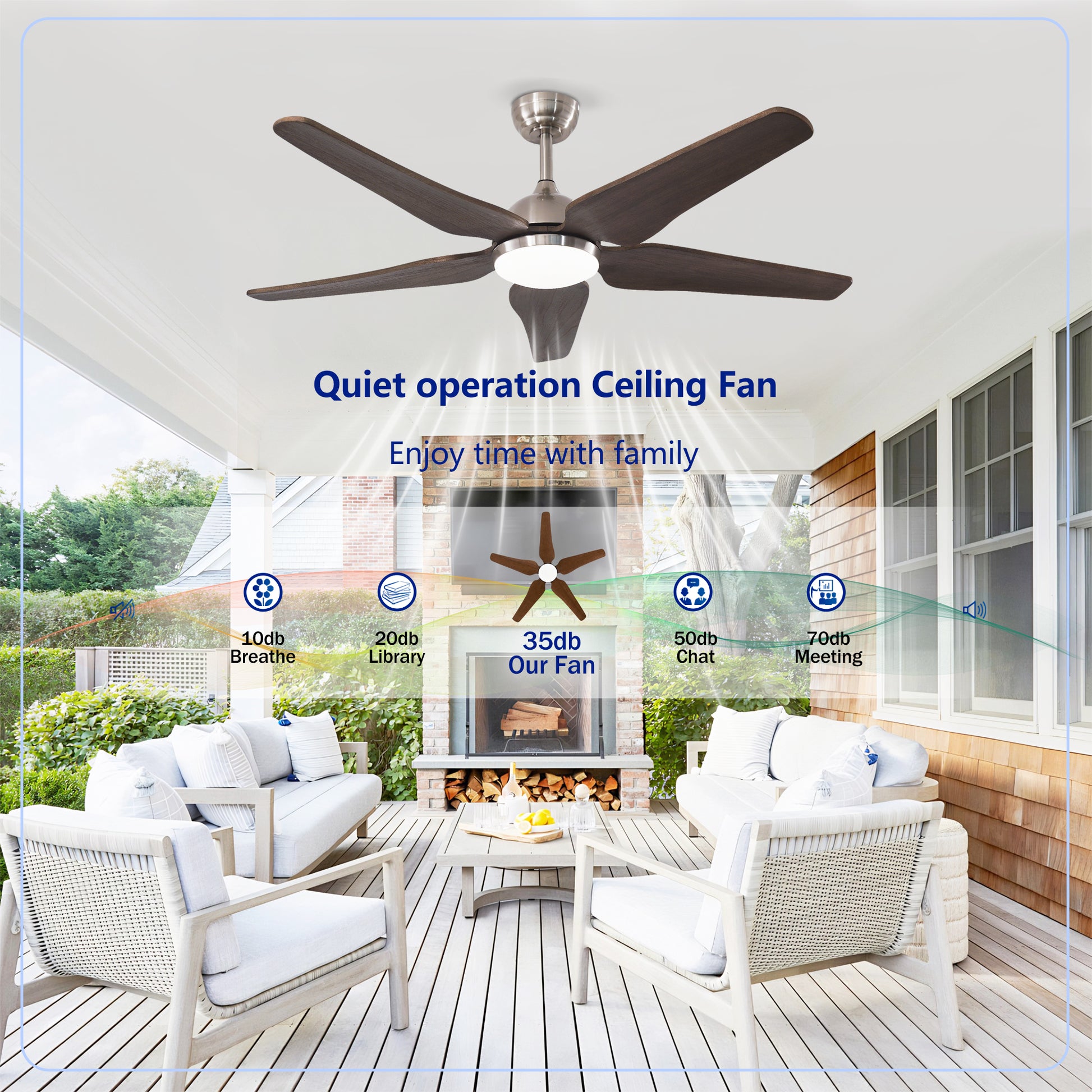 52" Nickel Reversible Ceiling Fan with Light - view 11