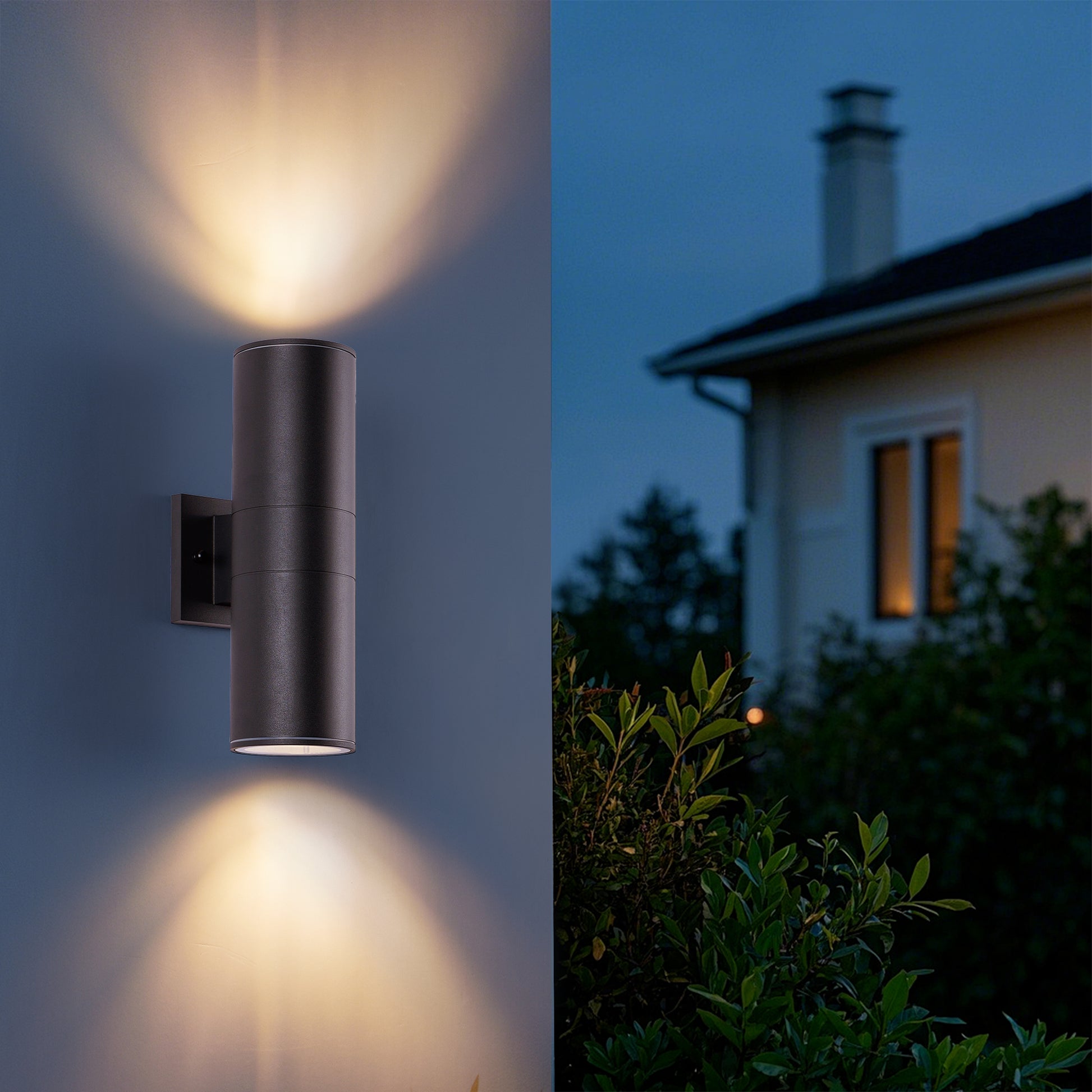 14" Matte Black Cylinder Outdoor Wall Sconce, Set of 2 - view 2