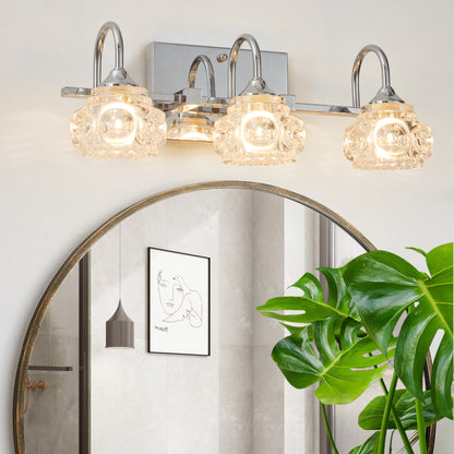 17" 3-Light Nickel Vintage Crystal Vanity Light