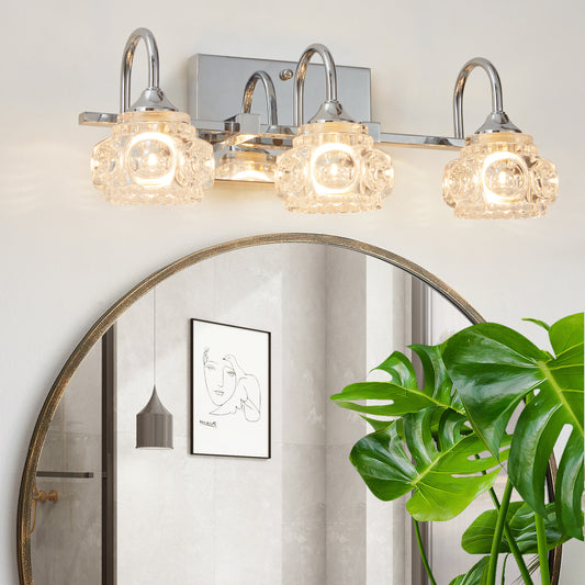17" 3-Light Nickel Vintage Crystal Vanity Light