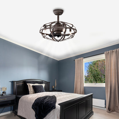 20.63" Rust Red Caged Ceiling Fan with Remote - view 3