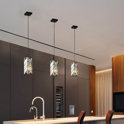 4" Black Crystal Pendant Light, Set of 3 - view 4