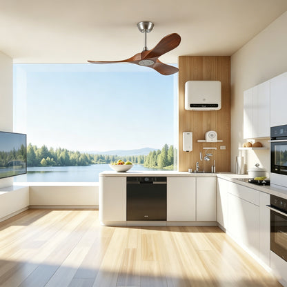 42" Satin Nickel Solid Wood Ceiling Fan with Remote - view 8