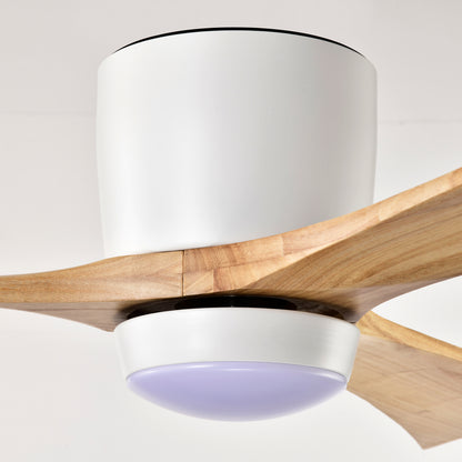 52" Matte White & Natural Wood Ceiling Fan with Remote - view 12