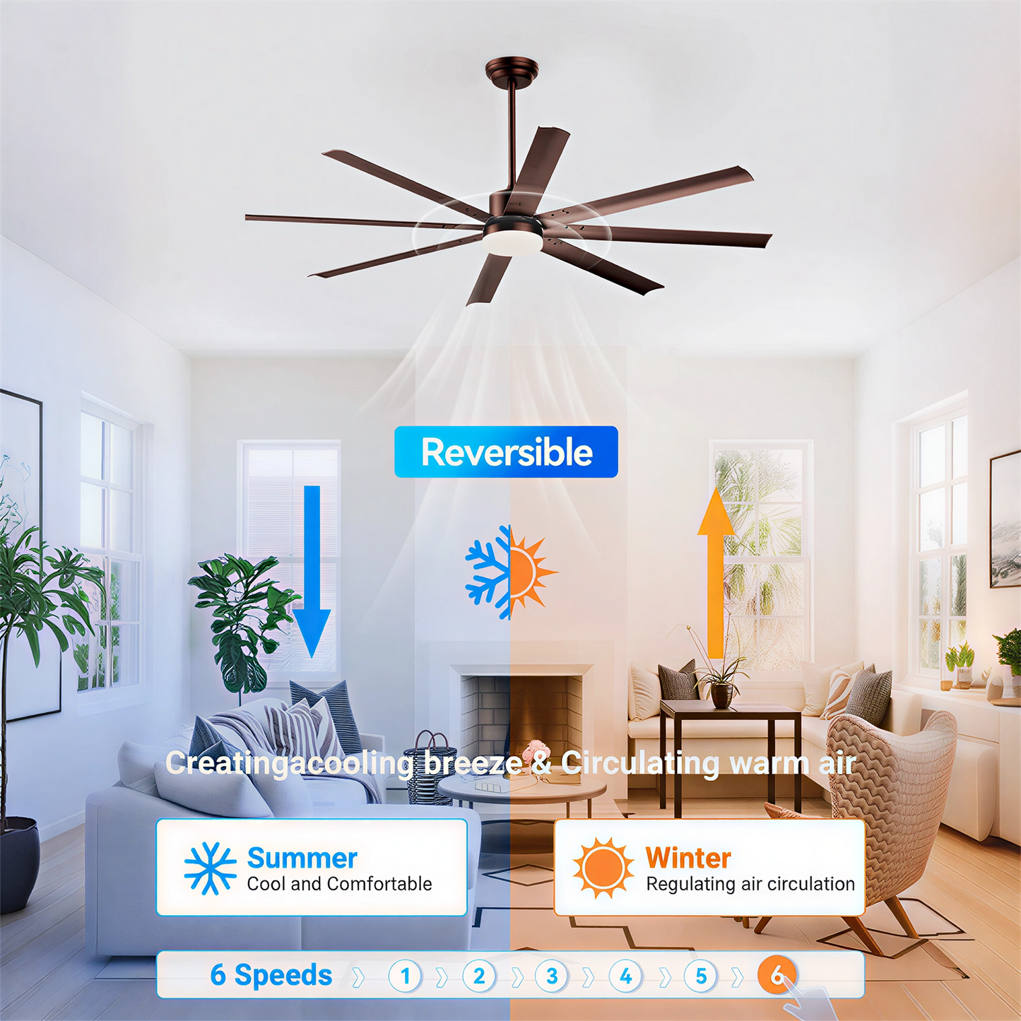72" Industrial Coffee Ceiling Fan with Remote - view 10