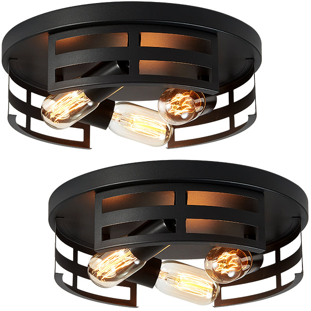 13" 2-Light Black Flush Mount Ceiling Light, Set of 2 - view 8