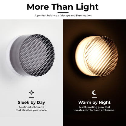 Smoke Grey Round Glass LED Wall Light - view 4