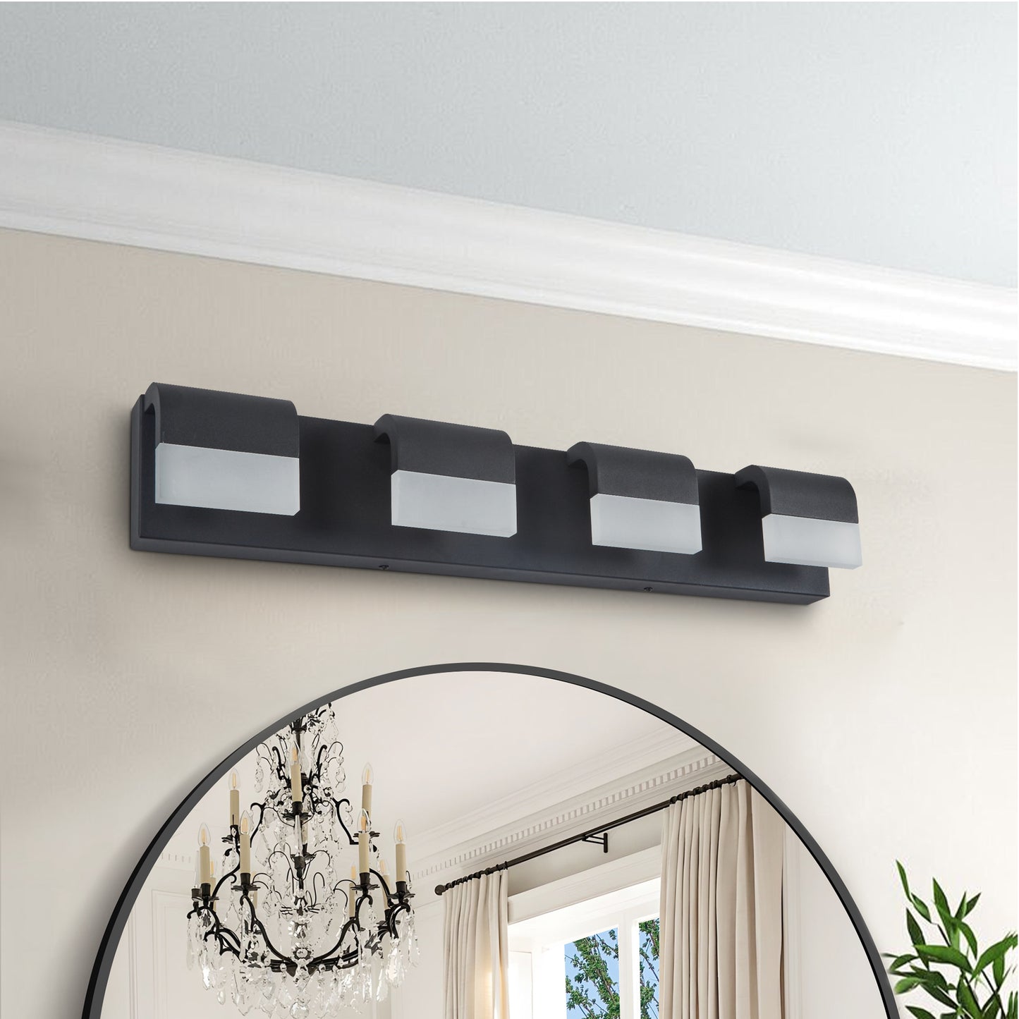 4-Light Matte Black Acrylic Vanity Light - view 3