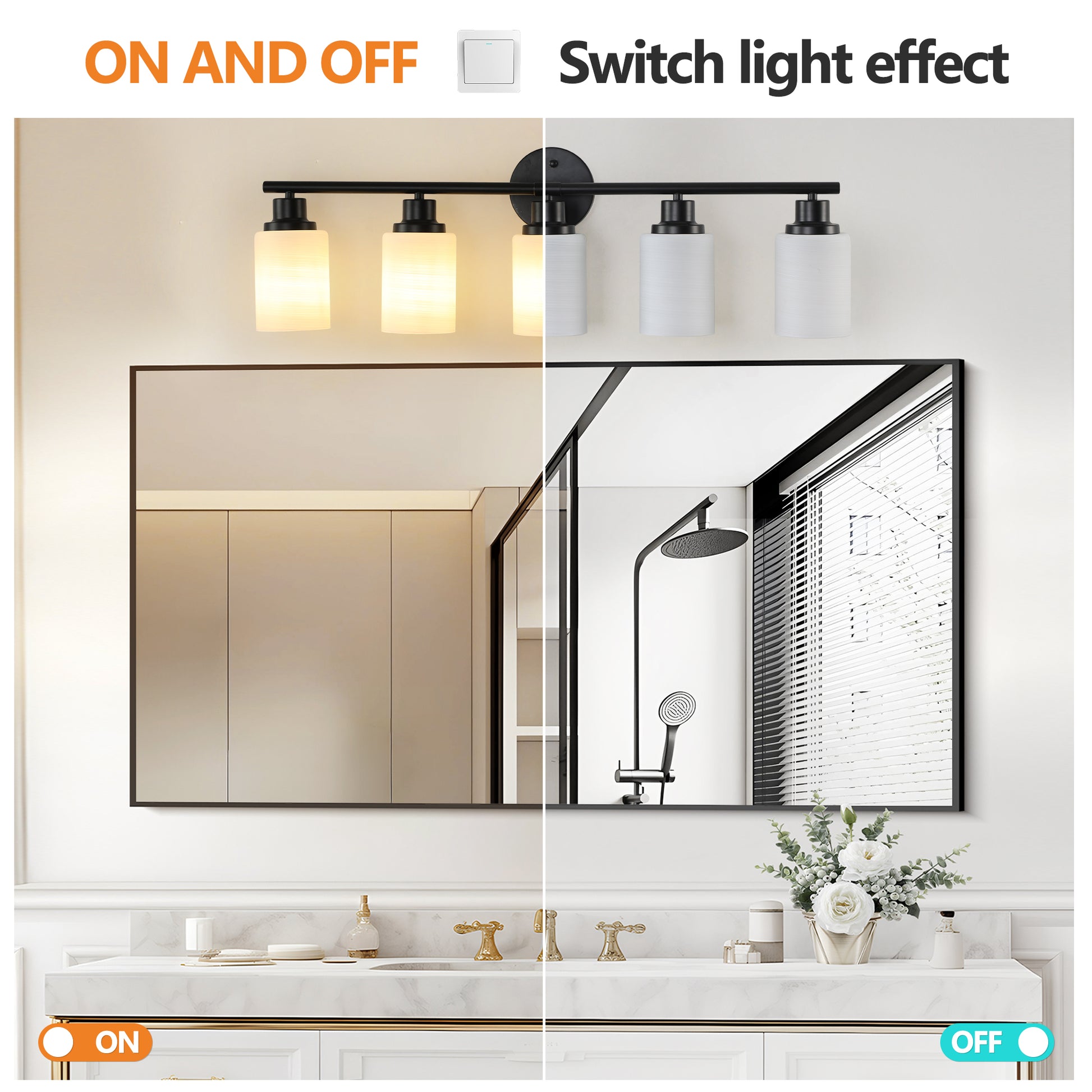 31" 5-Light Black Vanity Light with Frosted Glass - view 5