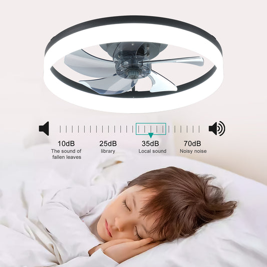 20" Black Low Profile Ceiling Fan with Dimmable LED - view 2