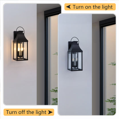 20" 2-Light Black Outdoor Wall Lantern - view 4