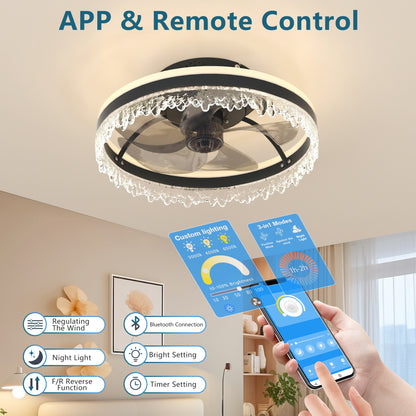 16" Black Crystal Ceiling Fan with Dimmable LED - view 7