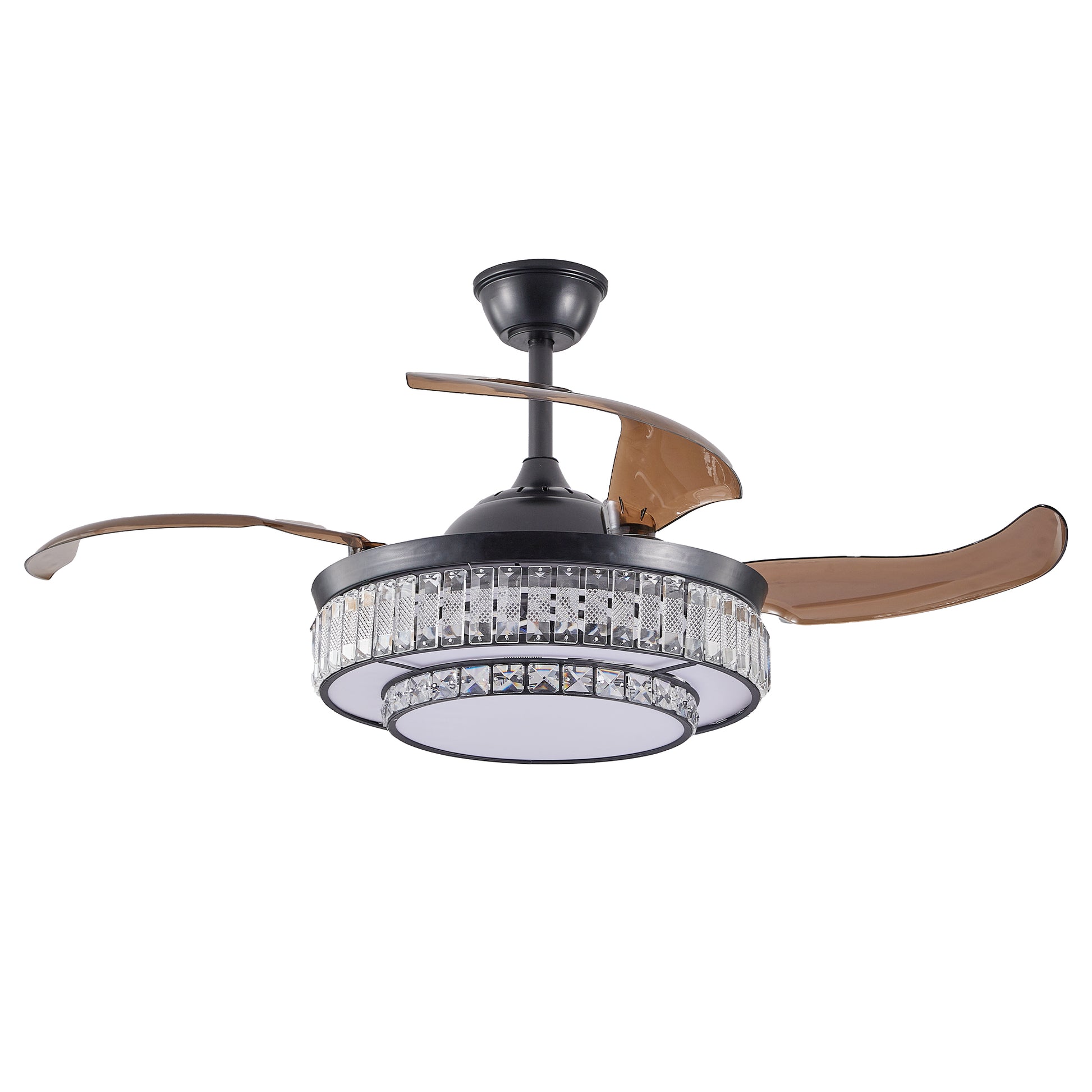 48" Black Crystal Retractable Ceiling Fan with Remote - view 12