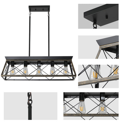 32" 5-Light Black & Gold Industrial Caged Chandelier - view 7