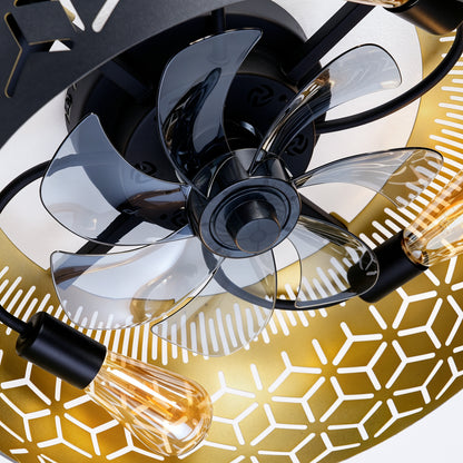 19.7" Black & Gold Caged Ceiling Fan with Remote - view 17