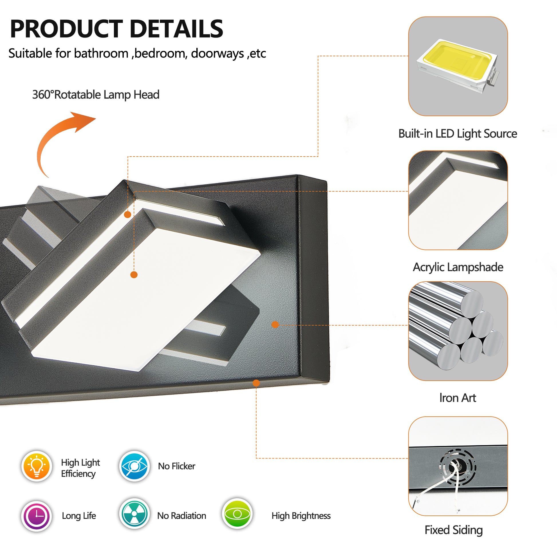 6-Light Black Minimalist LED Vanity Light - view 7
