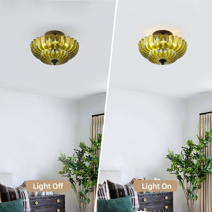 3-Light Green Glass Semi Flush Mount Ceiling Light - view 6