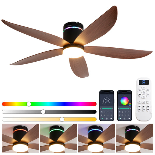 52" Matte Black 5-Blade Ceiling Fan with LED Light