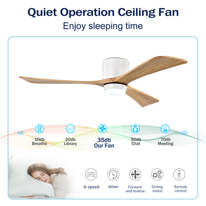 52" Matte White & Natural Wood Ceiling Fan with Remote - view 8
