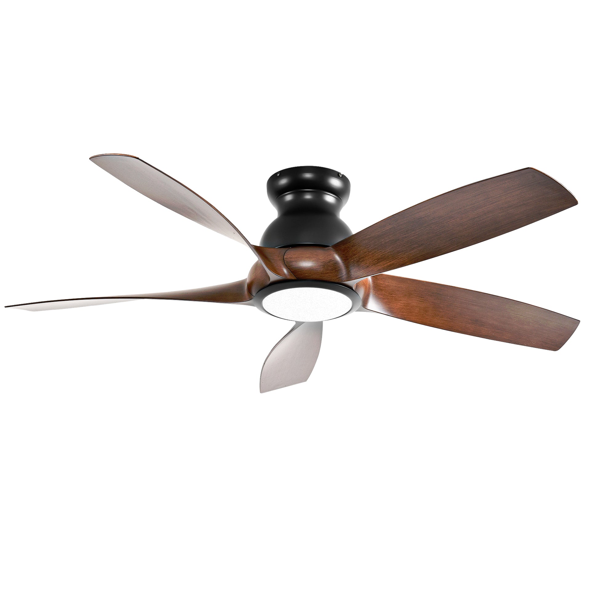 56" Matte Black & Wood Ceiling Fan with Remote