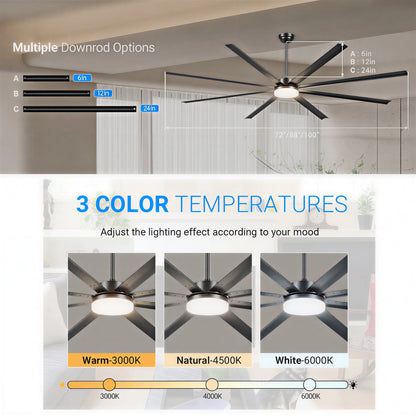 96" Black Industrial Ceiling Fan with Remote - view 8