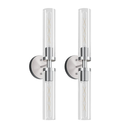 Brushed Nickel Wall Sconce with Clear Glass, Set of 2 - view 9