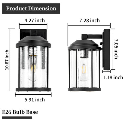 Black Outdoor Wall Light with Seeded Glass, Set of 2 - view 9