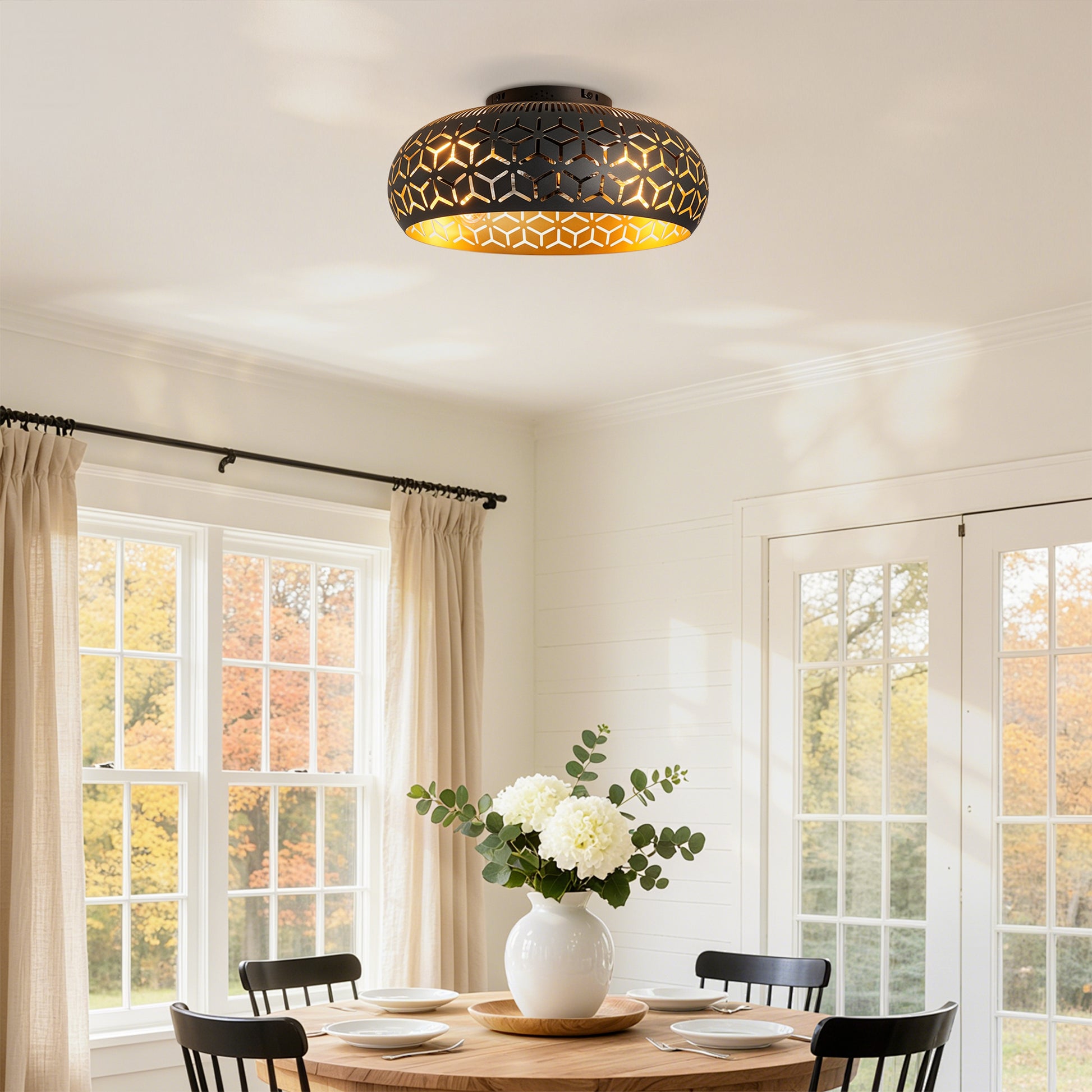 19.7" Black & Gold Caged Ceiling Fan with Remote - view 4