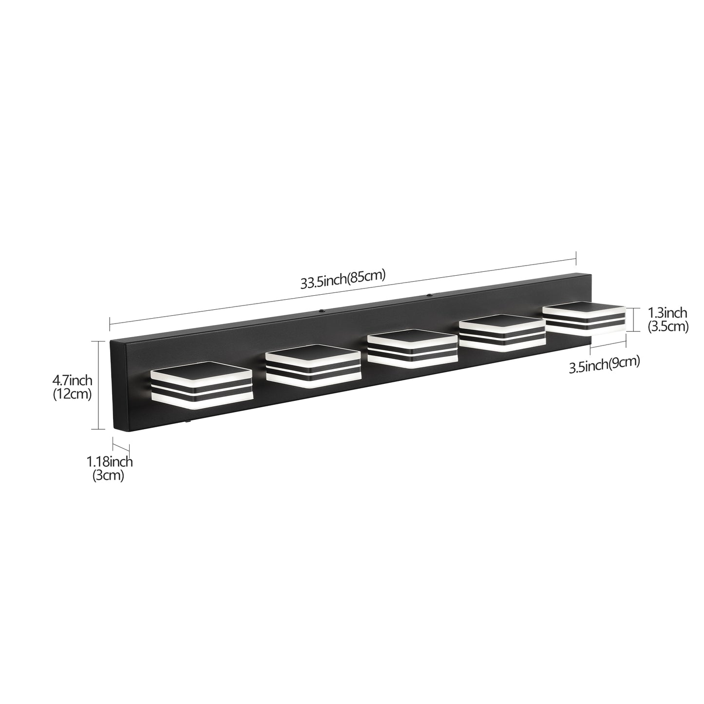 34" 5-Light Modern Black LED Vanity Light - view 9