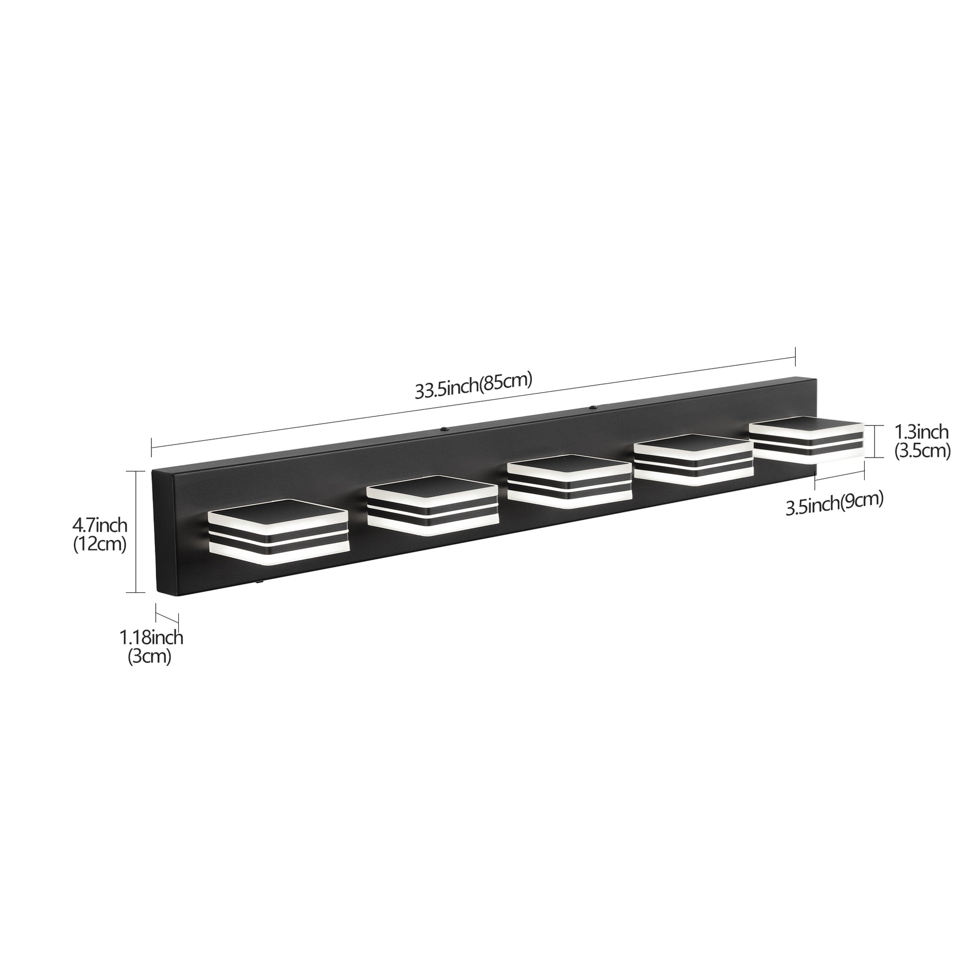 34" 5-Light Modern Black LED Vanity Light - view 9