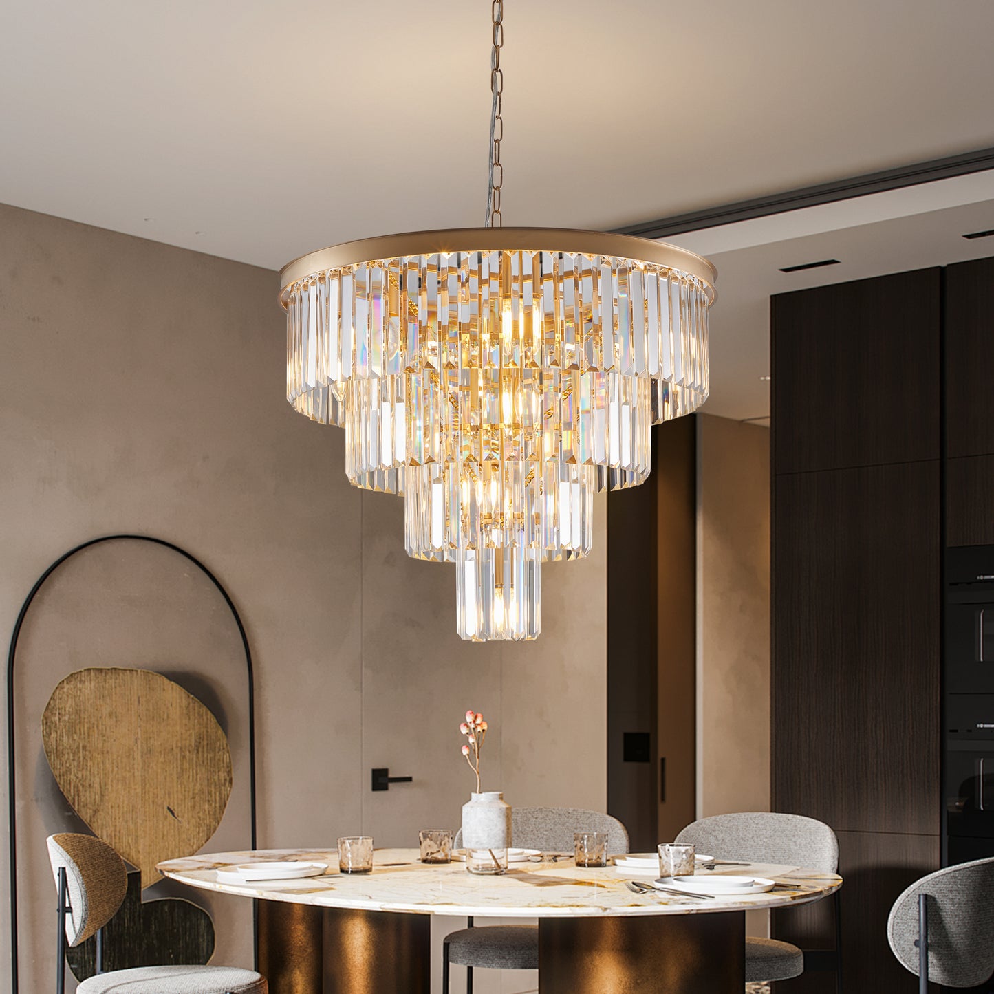 24" 4-Tier Gold Crystal Chandelier - view 5