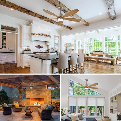 52" Nickel Reversible Ceiling Fan with Light - view 14